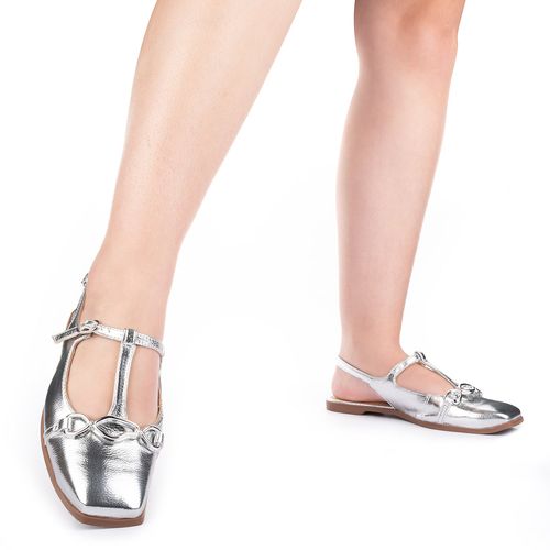 Sapatilha Tanara  Slingback Prata