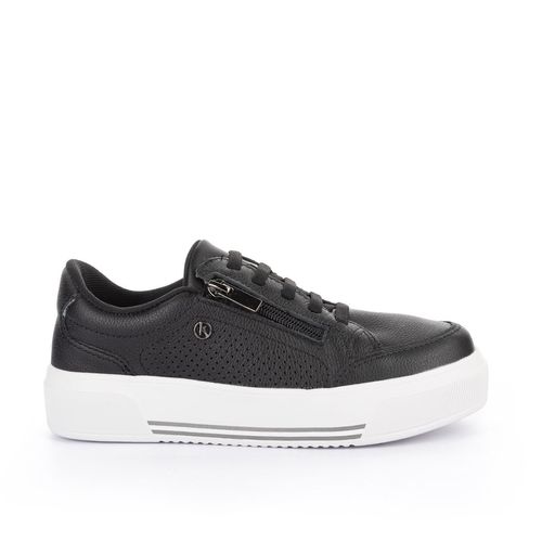 Tênis Kolosh  Casual Flatform de Couro Preto