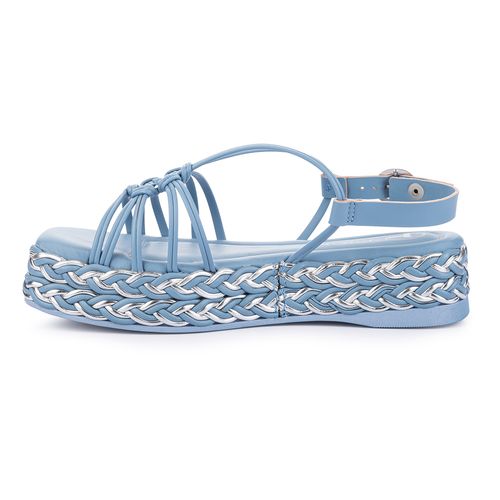 Sandália Tanara  Flatform com Tramados Azul