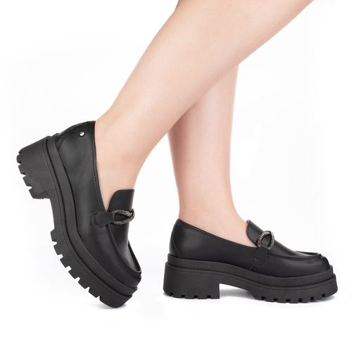 Sapato Tanara  Loafer Tratorado Preto