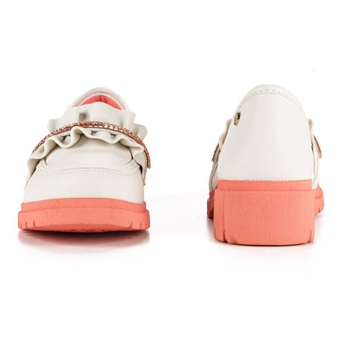 Sapato Pink  Cats Infantil Loafer Branco e Rosa