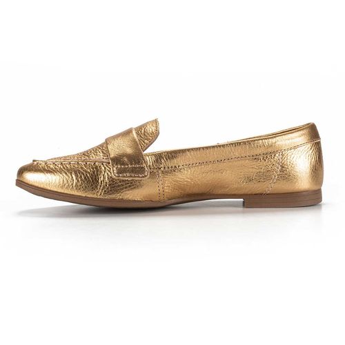 Mocassim Dakota  de Couro Dourado