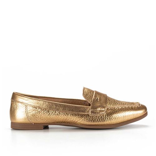 Mocassim Dakota  de Couro Dourado