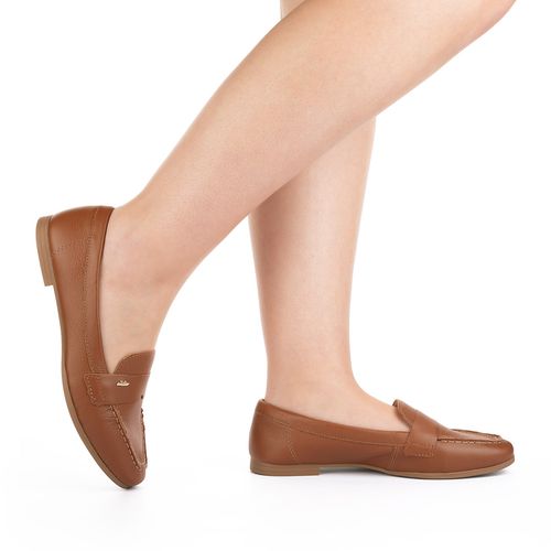 Mocassim Dakota  de Couro Caramelo