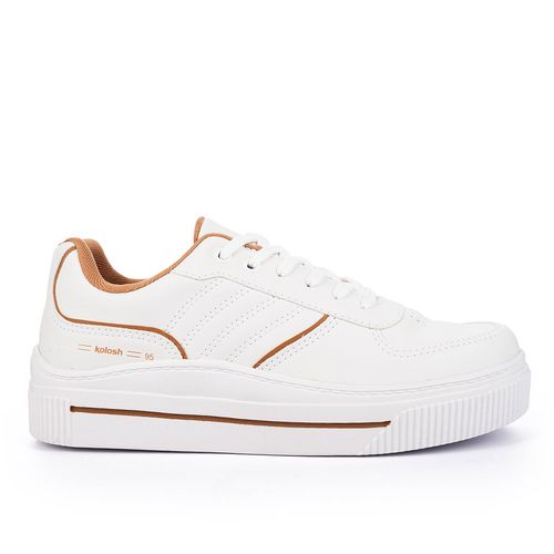 Tênis Kolosh  Casual Masculino Branco e Caramelo