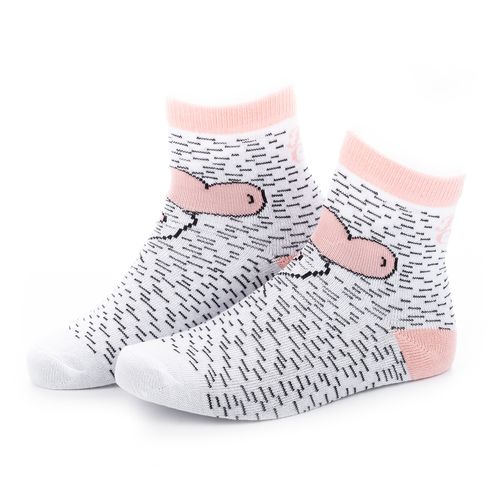 Par de  Meia Pink Cats Infantil Branca com Balões