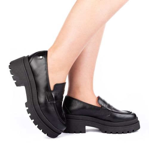 Sapato Tanara  Loafer Tratorado Preto