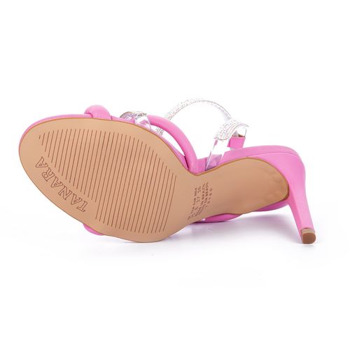 Sandália Tanara  de Salto Alto Rosa com Brilhos