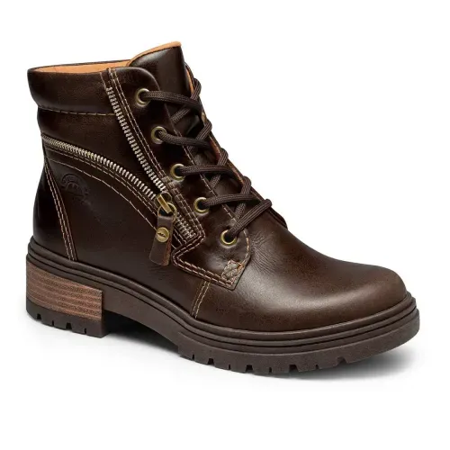 Bota Coturno  Dakota de Couro Marrom