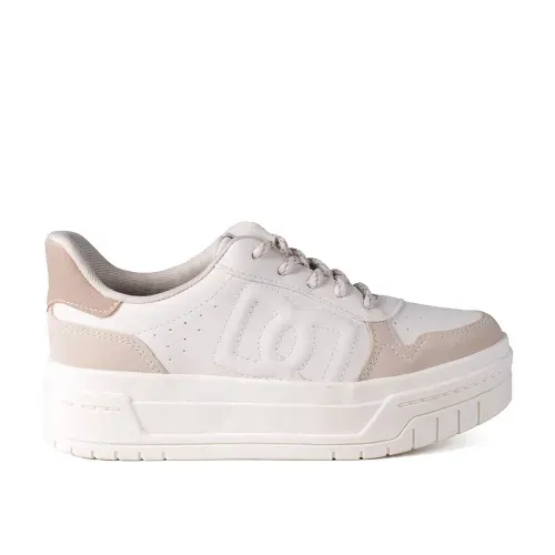 Tênis Dakota  Flatform Branco e Bege