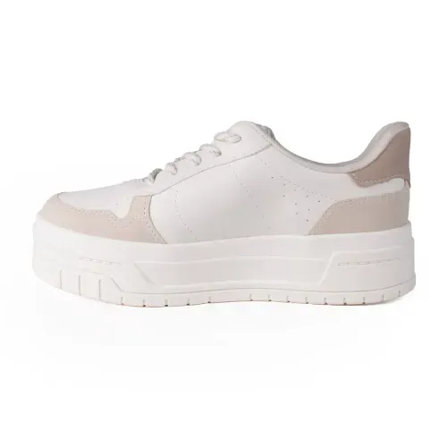 Tênis Dakota  Flatform Branco e Bege