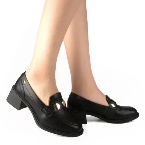 Sapato Dakota  Loafer de Salto Bloco Preto