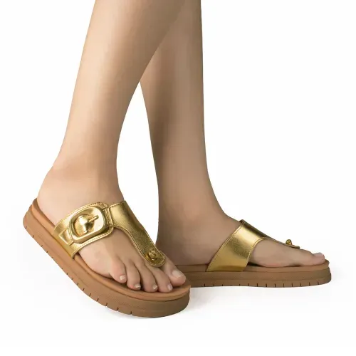 Chinelo Dakota  Flatform Metalizado