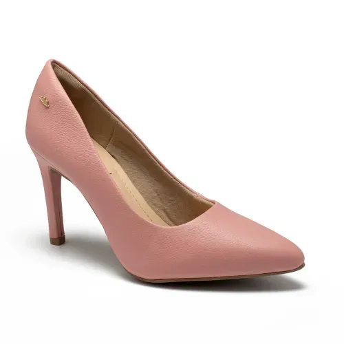 Scarpin Dakota de Couro Rosa