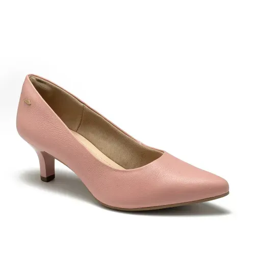 Scarpin Dakota de Couro Rosa