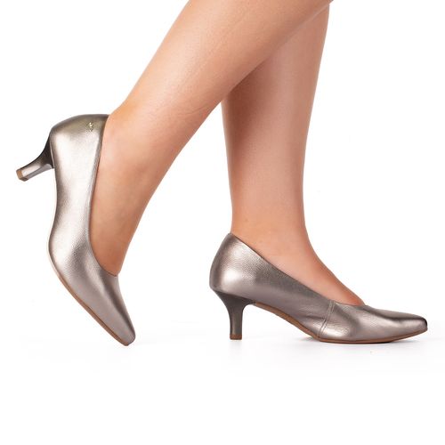 Scarpin Dakota de Couro Metalizado