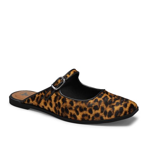 Mule Tanara em Couro Animal Print