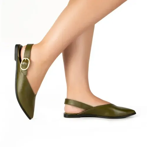 Sapatilha Tanara Slingback em Couro Verde