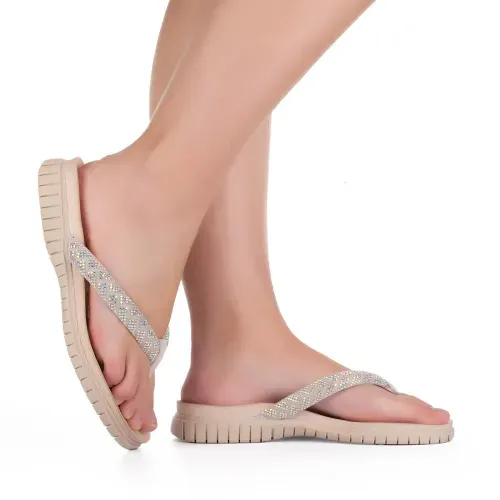 Chinelo Campesí  com Brilhos Bege