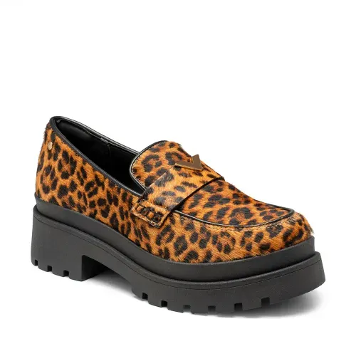 Sapato Tanara Loafer em Couro Animal Print