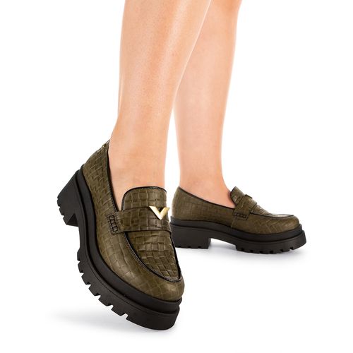 Sapato Tanara Loafer em Couro Verde