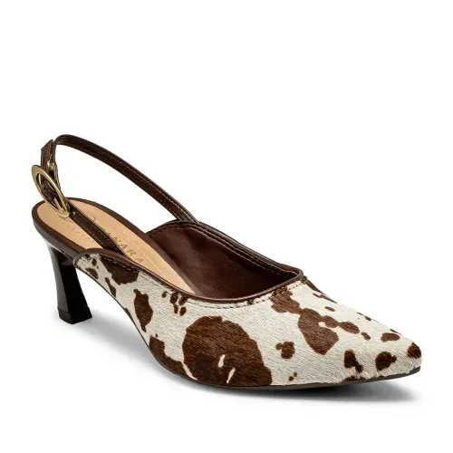 Scarpin Tanara Slingback em Couro Animal Print