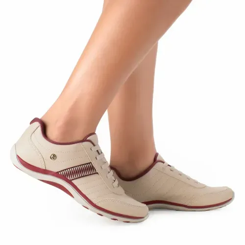 Tênis Kolosh Casual Bege e Bordô