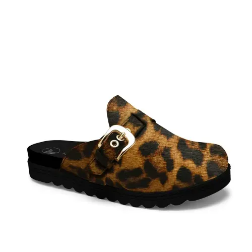 Mule Tanara de Couro Animal Print
