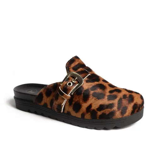 Mule Tanara de Couro Animal Print