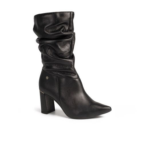 Bota Tanara em Couro de Cano Longo Preta