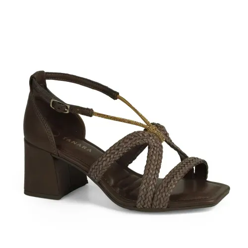 Sandália Tanara de Salto Bloco Marrom