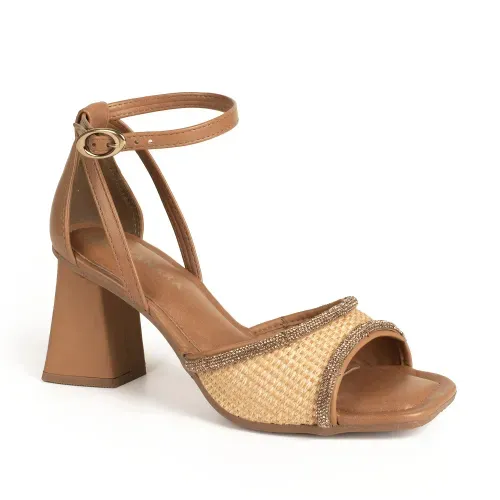 Sandália Tanara de Salto Bloco Caramelo