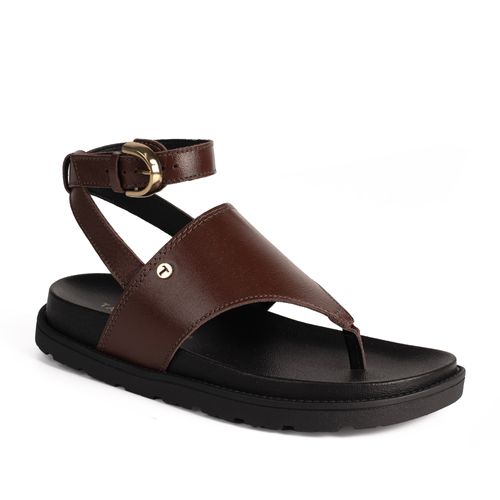 Sandália Tanara Flatform em Couro Marrom