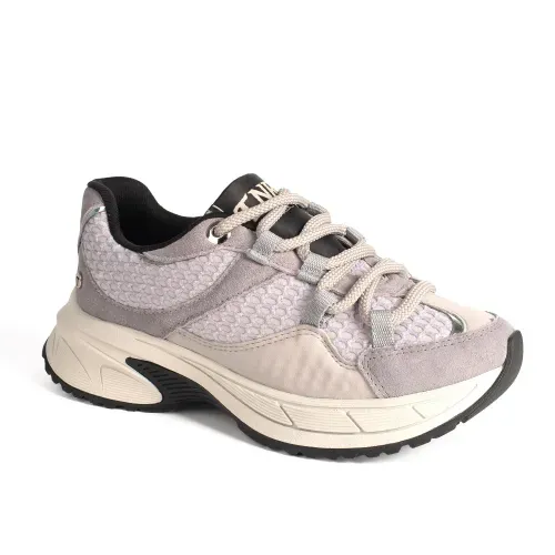 Dad Sneaker Tanara em Couro Cinza