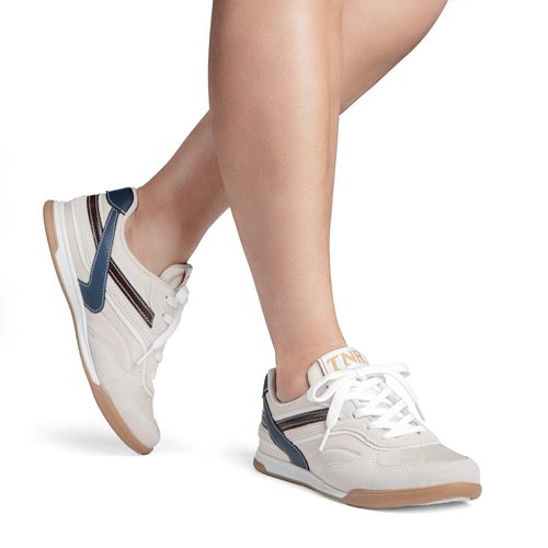 Tênis Tanara Jogging em Couro Bege