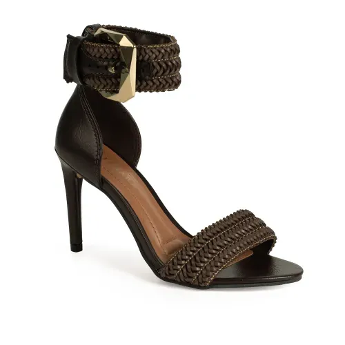 Sandália Tanara de Salto Alto Marrom