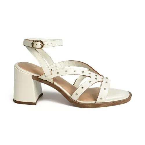 Sandália Tanara de Salto Bloco Bege