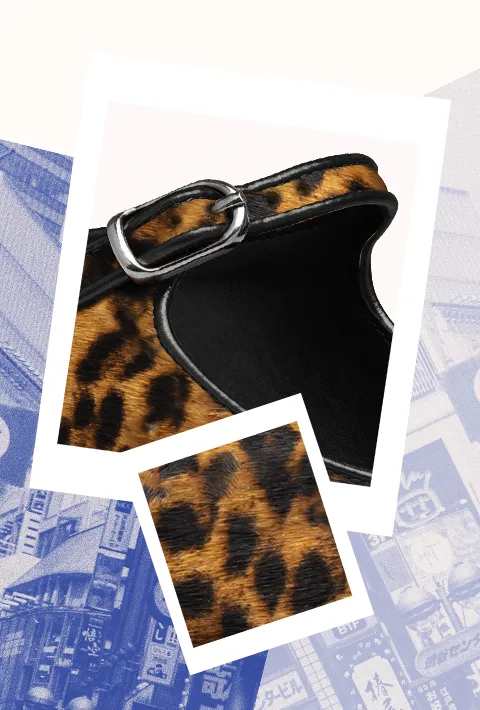 Mule Tanara em Couro Animal Print